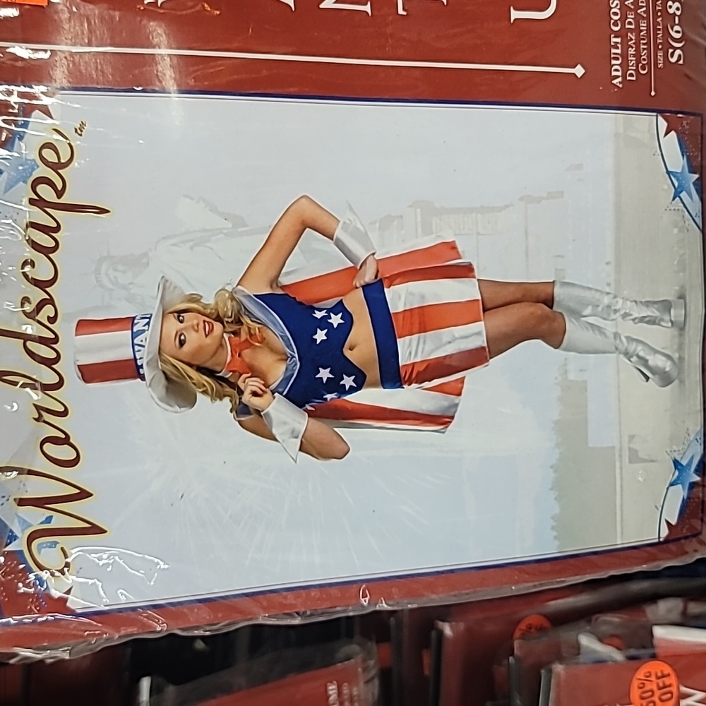 Adult Women's patriotic American costume flag uncle Sam red white and blue